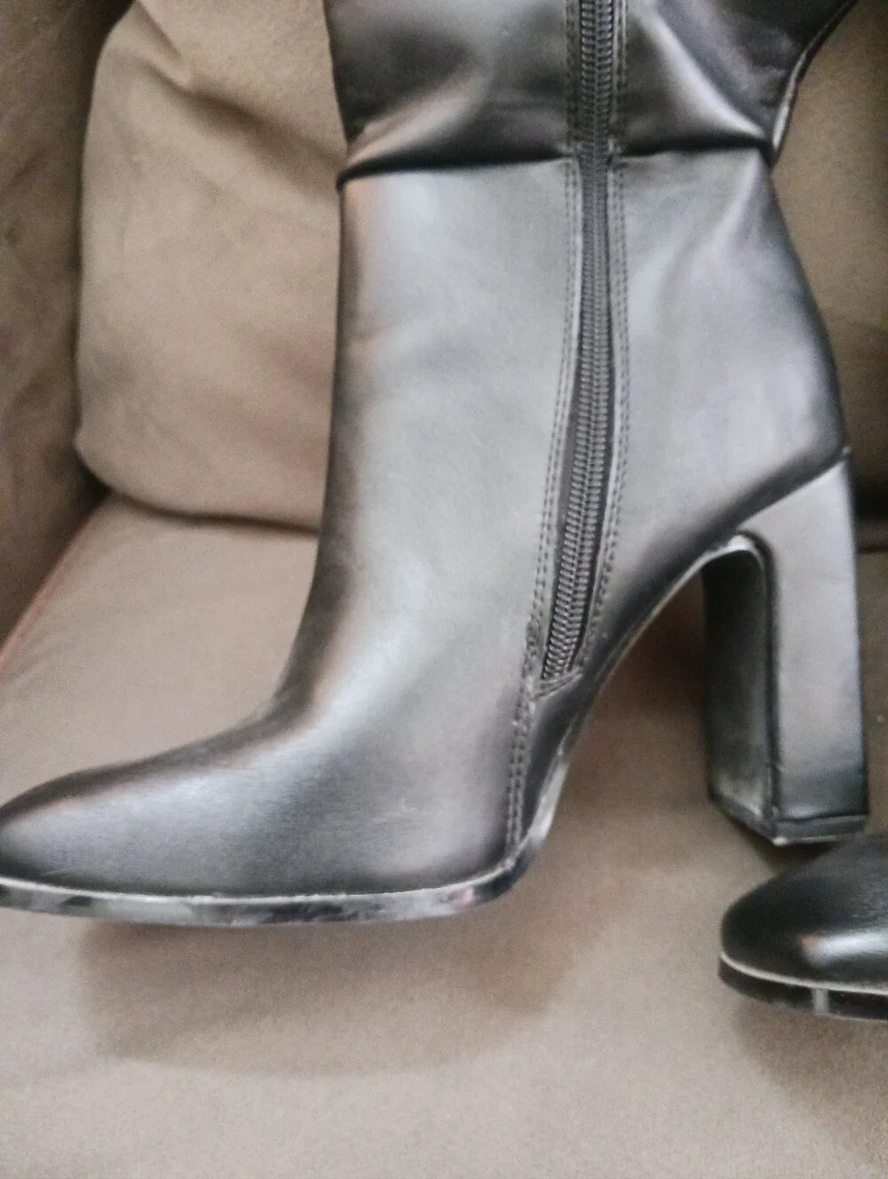Classic Black Knee-High Heeled Boots - Women